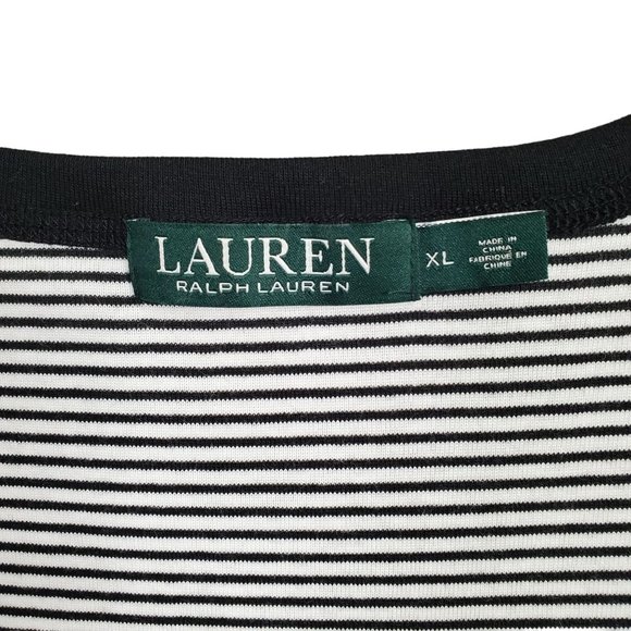 LRL Ralph Lauren Size XL Shirt Pullover Lightweight Knit Striped Black White - Picture 4 of 9